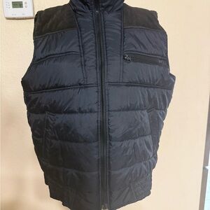 Vintage Alpine Ski Men’s Puffer Vest Corduroy Stripe Black Casual VTG Winter